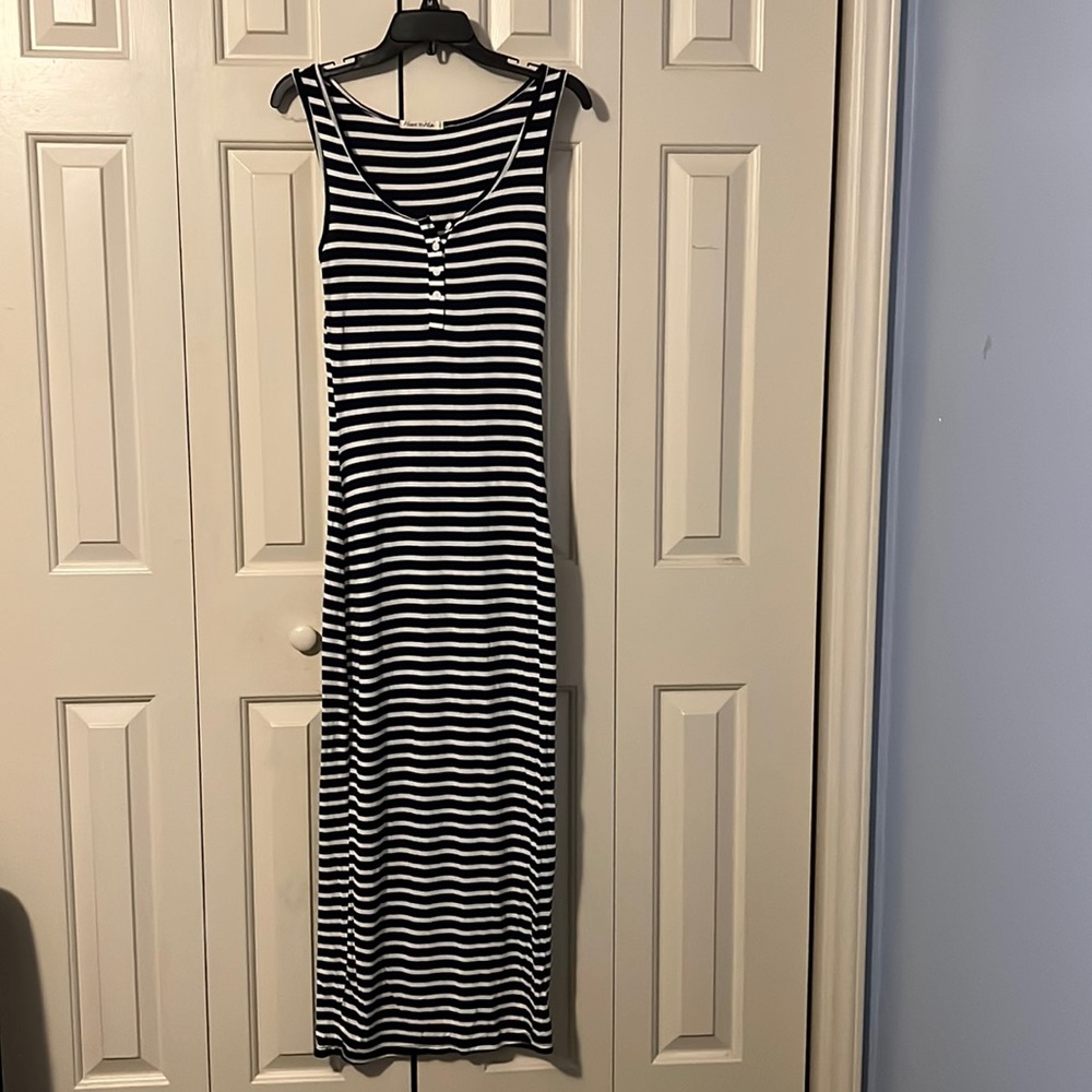 Navy and White Striped Maxi Dress